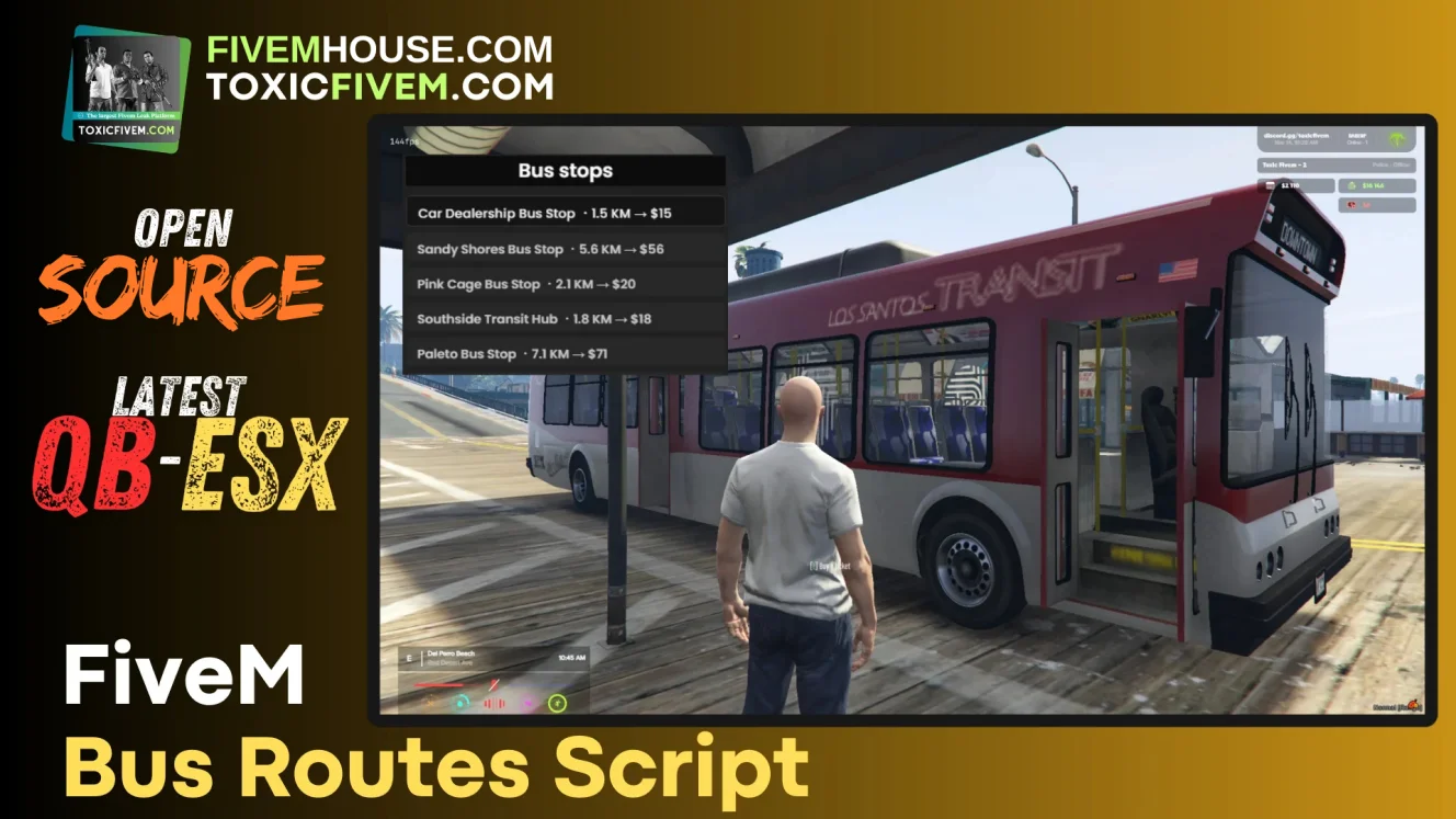 Toxic Bus Routes Script – FiveM ESX & QBCore NPC Bus System - OS Toxic Bus Routes Script – FiveM ESX & QBCore NPC Bus System - OS